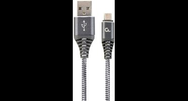 Premium micro-USB laad- & datakabel 'katoen', 1 m, spacegrey/wit
