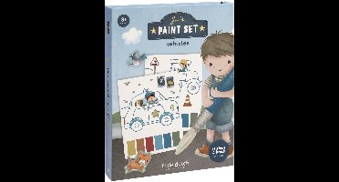 Little Dutch waterverfset Jim Vehicles - complete set - cadeautip - creatief speelgoed