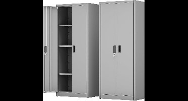 Opbergkast – Metalen Kast – Stellingkast – Magazijnkast – Bergkast – Grijs – 170 cm Hoog – 3 Verstelbare Planken