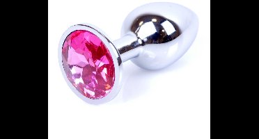 Luxe Anal Plug van RVS met Kristal - Pink Stone – 7 cm – Veilig & Comfortabel Design