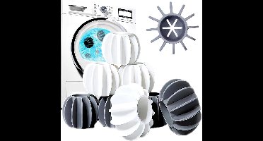 Verpakking van 8 droogballen - Geschikt voor wasmachines en drogers - Geschikt voor wasmachines - Geschikt voor wasmachines - Donsjassen - Kledingreiniging - 6 x 4 cm