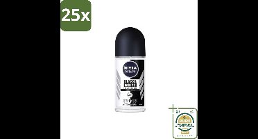 25 x Nivea Men – Deodorant Roller – Invisible for Black & White – 50 ml - Grootverpakking - Nivea Men Deodorant Roller - Anti-vlek - Anti-transpirant - Geurbestendig - Zweetbestendig