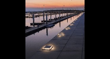 Solar buitenlamp - Grondspot 'Square' - Met schemersensor - Helder wit licht - Op zonne-energie