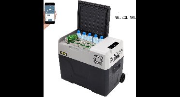 Linkforu - Mini Autokoelkast - Led Display - Geluidsarm - Koeler 220V – 30 Ltr – USB Aansluiting – Grijs - 63 x 37.8 x 37.5 cm