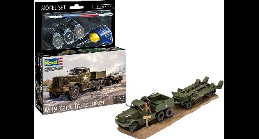 Revell Modelbouwpakket Militaire voertuigen - 63364 M19 Tank Transporter - Militaire Vrachtwagen met Aanhanger - Model Set Plastic - 1:76 - Modelbouw