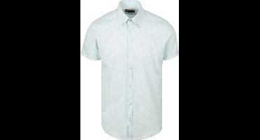 Suitable Korte Mouwen Overhemd Cotton Slub Lichtgroen - Maat M - Heren - Casual Shirt