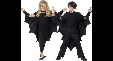 Smiffys verkleedkleding Cape - vleermuis vleugels - vampier - zwart - voor kinderen