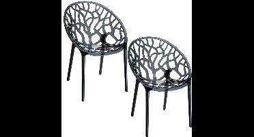 Garden Impressions Crystal tuinstoel zwart - 2 stuks