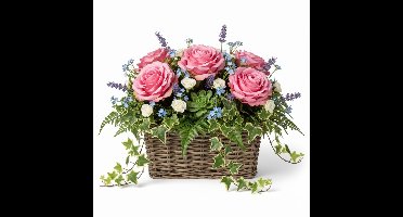 Van der Leeden Plantenmand Klassiek - bruin - rechthoek - 39 x 39 x 20 cm - rotan - gevlochten riet - mand - opbergen