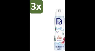 3 x Fa - Deodorant Spray - Winter Splashes Ice Jump - Koel - 48 uur Bescherming - 150 ml - Deodorant Spray - Winter Splashes Ice Jump - 48 Uur Bescherming - Koel - Fris