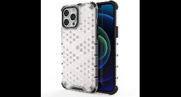 Honingraathoesje, - gepantserde - cover met gelframe, iPhone - 13 - Pro - Max, - transparant