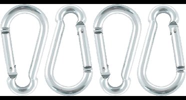 MARINETECH karabijnhaak, aluminium, zilver, 8x80 mm, 4 stuks