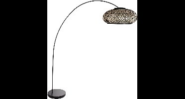 Mexlite - vloerlamp - Solva - zwart - bamboe metaal - booglamp - E27 - 4466ZW
