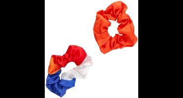 Folat - Scrunchies oranje, rood, wit, blauw - 2 stuks - WK voetbal 2026 - WK voetbal versiering - WK voetbal outfit - Nederland WK