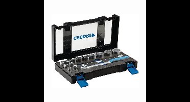 Gedore Blauw Premium Line: 19DMU-20 Dopsleutelset - Doppenset 15 Delig - 1/2" 6-kant Metrisch 10-32 mm