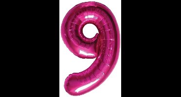 Folat - Folieballon Cijfer 9 Magenta - 86 cm