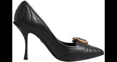 Devotion Leather Heels with Gold-Tone Hardware and Sacred Heart Buckle