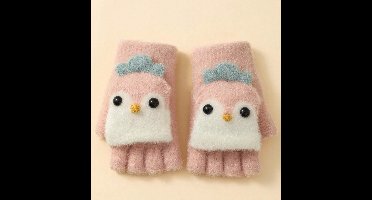 S&E Kids Flip-Top Vingerloze Handschoenen – Zacht & Warm - Roze