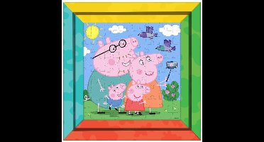 Peppa Pig Kleur & Puzzel Frame Schilderij – 64 Stukjes – 27×27 cm – Tweezijdige Coloring Puzzle