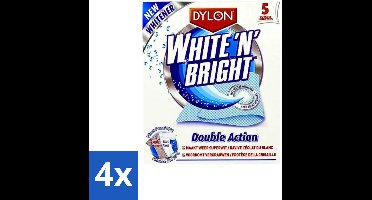 4 x Dylon - Vlekverwijderaar - White & Bright - Superwit & Vlekkeloos - 5 Doekjes - Vlekkenverwijderaar - Witwas - Superwit - Wasmiddel - Vlekken