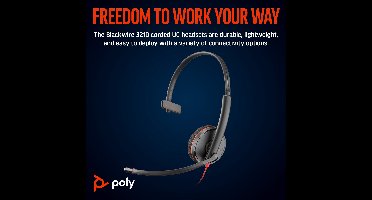 HP Poly Blackwire C3210 – Over-ear headset – Kabel – Mono – Zwart