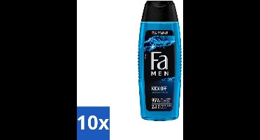 10 x Fa Men - Douchegel - Kick Off - Verfrissend & Energiek - Verzorgend - 250 ml - Douchegel Mannen - Watermunt Douchegel - Energieke Douche - Verfrissende Douche - Douchegel Voor Mannen