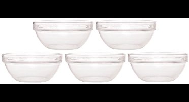 5x Glazen schaal/kom 20 cm - Sla/salade serveren - Schalen/kommen van glas - Keukenbenodigdheden