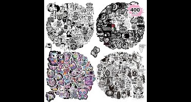 Goth-stickers - 400 Coole Bulkstickers voor Volwassenen - Schedelstickers voor Waterflessen, Laptops en Plakboeken