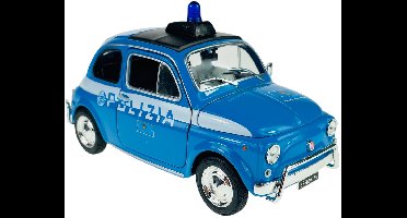 Welly Fiat Nuova 500 Polizia Modelauto 1:24 Metaal Blauw