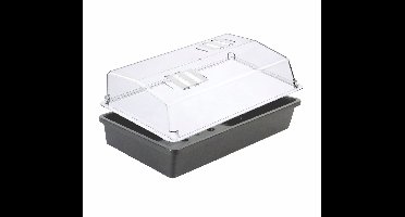 3x Rechthoekige kweekbak met transparante deksel voor zaailingen grijs kunststof - 37.5 x 24 x 6 cm - kweekbakken / zaaibakken