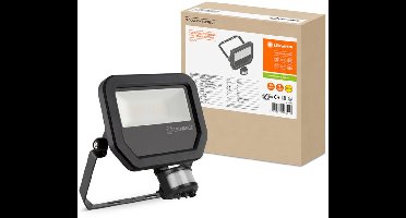 Ledvance LED Floodlight Aluminium Zwart 8W 1100lm 100D - 830 Warm Wit | IP65 - Bewegings- En Lichtsensor - Symmetrisch