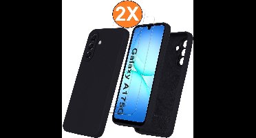 Hoesje geschikt voor Samsung Galaxy A17 5G Hoesje siliconen Zwart zacht siliconen hoesje TPU - met Samsung A17 5G Screenprotector - 2 stuks