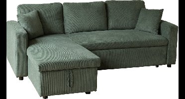 Groen ribfluwelen CLARK 3-zits hoekbank