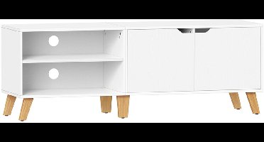 Luxe TV-meubel “Moderno” met 2 deuren – Wit, verstelbare planken, voor TV tot 60 inch – Stijlvol en praktisch TV-meubel voor woonkamer, eetkamer en slaapkamer