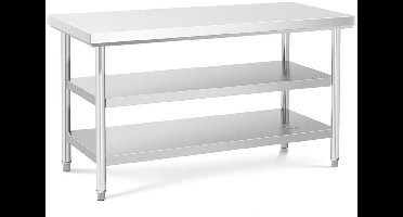 RVS Werktafel – Werkbank – Inpaktafel – Keukentafel – Werkblad – 150x70 cm – Roestvrij Staal – Verstelbare Poten – 3 Niveaus – 600 kg Draagvermogen