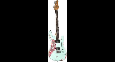 Fame Custom ST RW Worn Mint over Paisley - ST-Style elektrische gitaar