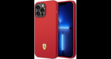 Ferrari Back Cover - iPhone 14 Pro Max - Rood - Siliconen afwerking - Slank design