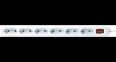 Stekkerdoos met 6 niet-geaarde contacten en schakelaar / wit - 1,5 meter