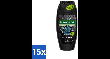15 x Palmolive Men 3-in-1 Body Face Hair Refreshing Etherische Eucalyptusolie Zeezoutextract 250 ml - Douchegel Voor Mannen - Verfrissende Douchegel - Eucalyptusolie - Citrusolie - Hydraterende Douchegel