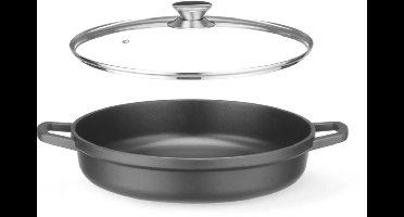 HENDI Braadpan - aluminium - antiaanbaklaag - 42,5 x 33,2 x 7 cm - zwart - gas en inductie