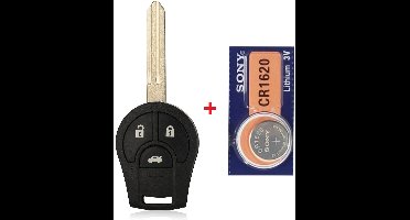 Autosleutelbehuizing geschikt voor Nissan sleutel / Nissan Juke / Nissan Qashqai / met batterij.