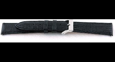 Horlogeband F160 Lizard Zwart Leer 18x16 mm