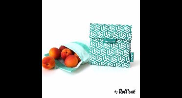 Snack'n'Go Tiles Groen - Herbruikbaar Boterhamzakje en Snackverpakking - Sluiting met klittenband - BPA-vrij - Waterdichte binnenlaag - Wasbaar tot 60°C