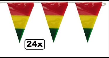 24x Vlaggenlijn rood/geel/groen 10 meter - carnaval thema feest party outdoor in door decoratie