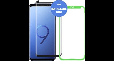 Screenprotector geschikt voor Samsung Galaxy S9 - Tempered Glass Case-Friendly Zwart en Lijm over het Hele Beeld (+ Installatie-tool)