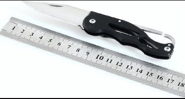 16CM outdoor survival mes - zwart / zilver
