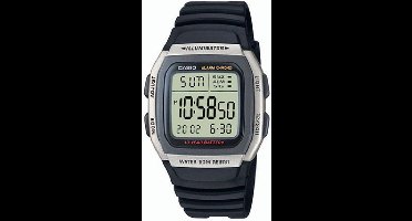 Casio horloge W-96H-1A met automatische kalender: datum, maand en dag, 4 soorten alarm en snooze functie, illuminator, tweede tijdzone...