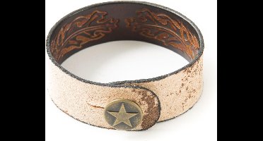 Fame Straplink Brown Embossed Flower