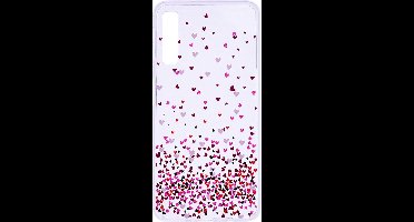 Shop4 - Samsung Galaxy A7 (2018) Hoesje - Zachte Back Case Hartjes Transparant