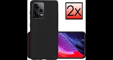 Hoesje - 2 Stuks - Geschikt voor Xiaomi Redmi Note 12 Pro+ - Sterk & Shockproof - Case Siliconen - Back Cover - Telefoon Hoes - Zwart